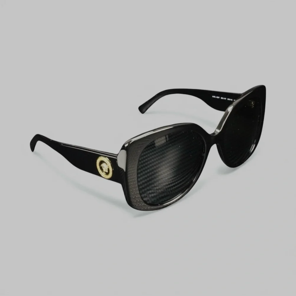 Versace Sunglasses w/COA Black & Gold Frames New